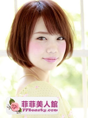 女生圓臉清純日系短髮髮型圖片-美髮館