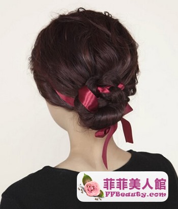 韓式清爽露額花苞頭扎髮-美髮館